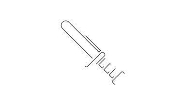 Siyah çizgi polis kauçuk çubuk simgesi beyaz arka planda izole edildi. Kauçuk copu. Polis yarasası. Polis ekipmanları. 4K Video hareketli grafik canlandırması.