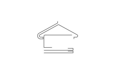 Askı simgesinde siyah çizgi havlusu beyaz arkaplanda izole edildi. Banyo havlusu ikonu. 4K Video hareketli grafik canlandırması.