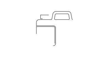 Çamaşır deterjanı, çamaşır suyu, bulaşık deterjanı ya da beyaz arka planda izole edilmiş başka bir temizlik maddesi ikonu için siyah çizgi plastik şişe. 4K Video hareketli grafik canlandırması.