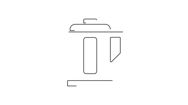 Schwarze Linie Wasserkocher Symbol Isoliert Auf Weißem Hintergrund Teekanne Vorhanden — Stockvideo
