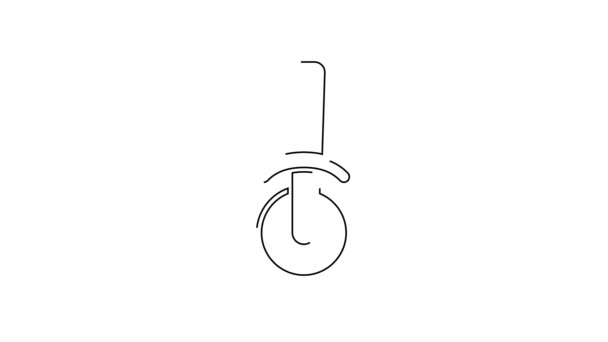 黑线比萨图标孤立在白色背景 披萨刀的标志 钢制厨房用具 4K视频运动图形动画 — 图库视频影像