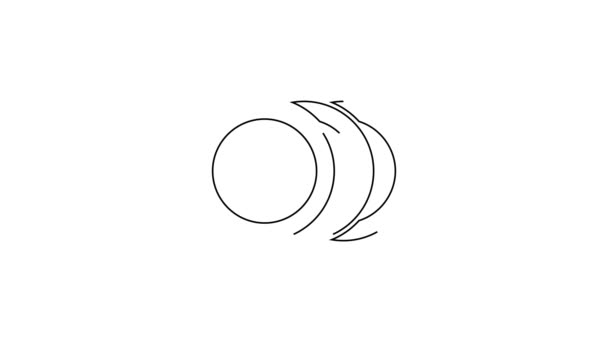 Schwarze Linie Plate Symbol Isoliert Auf Weißem Hintergrund Bestecksymbol Vorhanden — Stockvideo