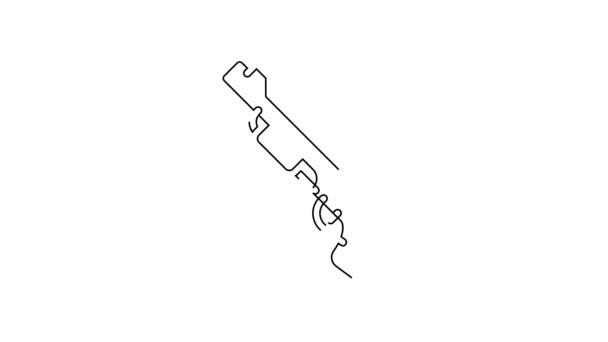 黑线警方霰弹枪图标孤立在白色背景 打猎霰弹枪 4K视频运动图形动画 — 图库视频影像