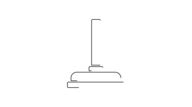 Beyaz arka planda izole edilmiş boru temizleme ikonu için tahta saplı siyah çizgili lastik pompa. Tuvalet pompası. 4K Video hareketli grafik canlandırması.