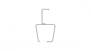 Beyaz arka planda siyah çizgi tırnak cilası ikonu var. 4K Video hareketli grafik canlandırması.