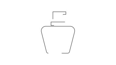 Beyaz arka planda siyah çizgi kremi ya da losyon kozmetik tüp ikonu izole edilmiş. Kadınlar için vücut bakım ürünleri. 4K Video hareketli grafik canlandırması.