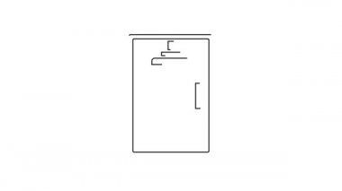 Beyaz arkaplanda siyah çizgi duş kabini simgesi izole edildi. 4K Video hareketli grafik canlandırması.