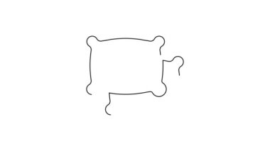 Siyah çizgi dikdörtgen yastık simgesi beyaz arkaplanda izole edilmiş. Yastık tabelası. 4K Video hareketli grafik canlandırması.