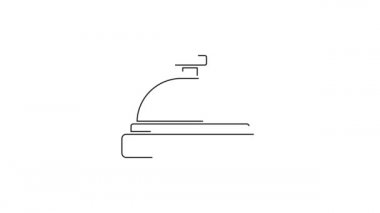 Siyah çizgi otel servis çanı simgesi beyaz arkaplanda izole edildi. Resepsiyon zili. 4K Video hareketli grafik canlandırması.