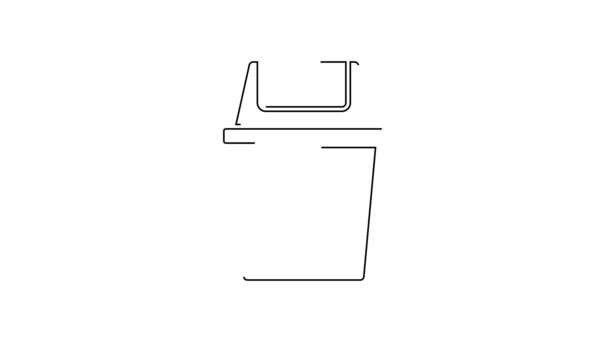 黑线垃圾可以图标隔离在白色背景 垃圾箱标志 回收篮图标 办公室垃圾图标 4K视频运动图形动画 — 图库视频影像