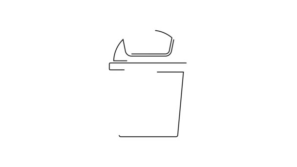 黑线垃圾可以图标隔离在白色背景 垃圾箱标志 回收篮图标 办公室垃圾图标 4K视频运动图形动画 — 图库视频影像