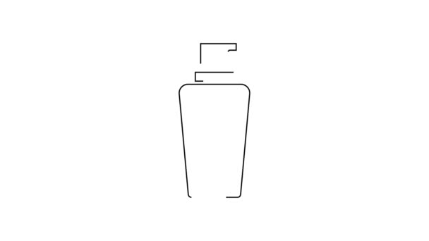 Černá Čára Láhev Šamponu Ikona Izolované Bílém Pozadí Grafická Animace — Stock video