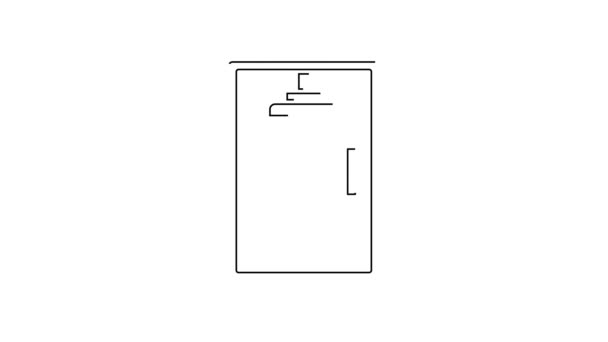 ブラックライン白い背景に隔離されたシャワーキャビンアイコン 4Kビデオモーショングラフィックアニメーション — ストック動画
