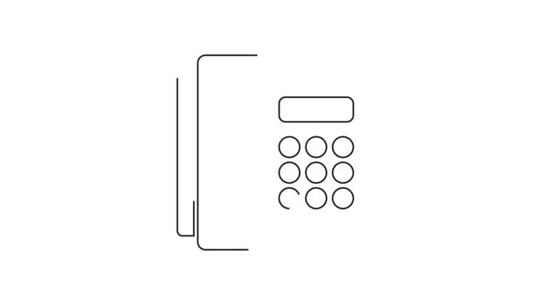黑线电话机图标隔离在白色背景 手机信号 4K视频运动图形动画 — 图库视频影像