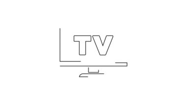 Siyah çizgi Akıllı TV simgesi beyaz arkaplanda izole edildi. Televizyon tabelası. 4K Video hareketli grafik canlandırması.