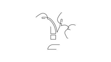 Beyaz arka planda izole edilmiş böğürtlen ikonu olan siyah çizgi çilek çalısı. 4K Video hareketli grafik canlandırması.