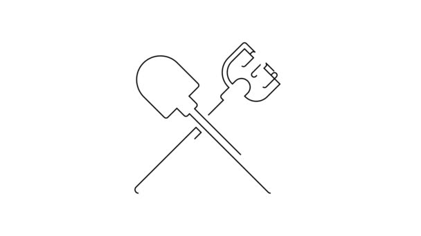 Schwarze Linie Shovel Symbol Isoliert Auf Weißem Hintergrund Gartenwerkzeug Werkzeug — Stockvideo