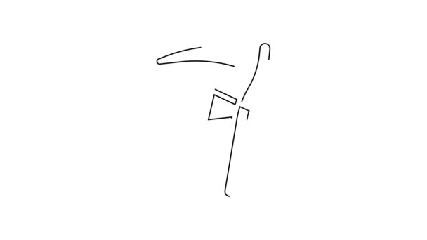 黑线Scythe图标孤立在白色背景上 万圣节快乐派对4K视频运动图形动画 — 图库视频影像