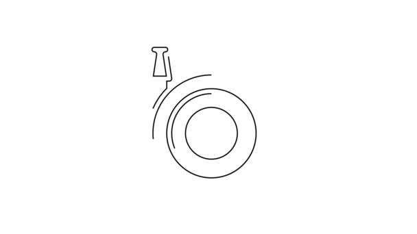 黑线花园软管图标隔离在白色背景 喷枪图标 洗浴设备 4K视频运动图形动画 — 图库视频影像