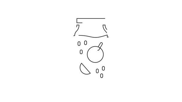 Black Line Jam Jar Icon Isolated White Background Video Motion — Stock Video