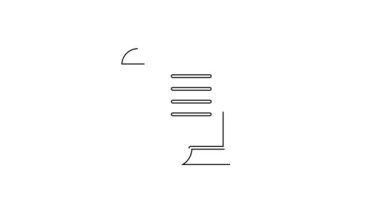 Siyah çizgi üzerinde simya tarifleri, mistik büyüler ve beyaz arka planda izole edilmiş büyü simgeleri olan Eskiler 'in sihirli kitabı. 4K Video hareketli grafik canlandırması.