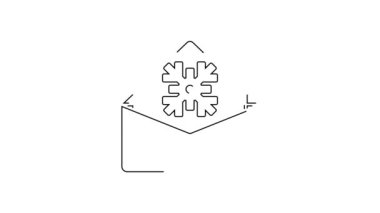 Siyah çizgi Noel kartı ikonu beyaz arka planda izole edilmiş. Mutlu Noeller ve mutlu yıllar. 4K Video hareketli grafik canlandırması.