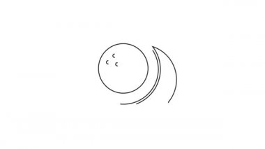 Siyah çizgi bowling topu simgesi beyaz arkaplanda izole edildi. Spor malzemeleri. 4K Video hareketli grafik canlandırması.