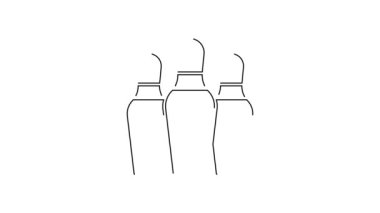 Siyah çizgi bovling lobut simgesi beyaz arkaplanda izole edildi. 4K Video hareketli grafik canlandırması.