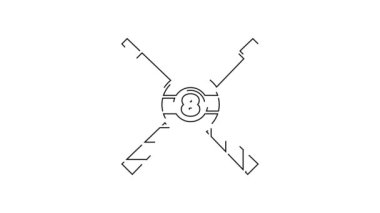 Siyah çizgi bilardo ıstakalarını ve top ikonunu beyaz arka planda izole etti. 4K Video hareketli grafik canlandırması.