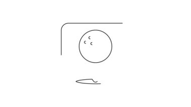 Siyah çizgi harita işaretleyicisi, beyaz arkaplanda izole edilmiş bowling topu simgesi. Spor malzemeleri. 4K Video hareketli grafik canlandırması.