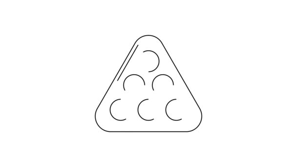 黑线台球在一个齿条三角形图标孤立在白色背景 4K视频运动图形动画 — 图库视频影像