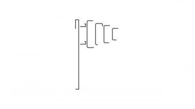 Siyah çizgi golf bayrağı simgesi beyaz arkaplanda izole edildi. Golf ekipmanı ya da aksesuar. 4K Video hareketli grafik canlandırması.