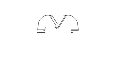 Siyah çizgili Golf tişörtü simgesi beyaz arkaplanda izole edildi. Spor malzemeleri. Spor üniforması. 4K Video hareketli grafik canlandırması.