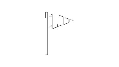 Siyah çizgi golf bayrağı simgesi beyaz arkaplanda izole edildi. Golf ekipmanı ya da aksesuar. 4K Video hareketli grafik canlandırması.