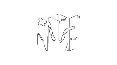 Siyah çizgi golf sahası ikonu beyaz arkaplanda izole edildi. 4K Video hareketli grafik canlandırması.