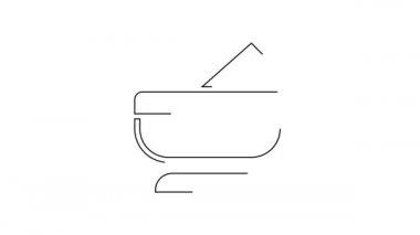 Siyah çizgi havan ve tokmak simgesi beyaz arkaplanda izole edildi. 4K Video hareketli grafik canlandırması.