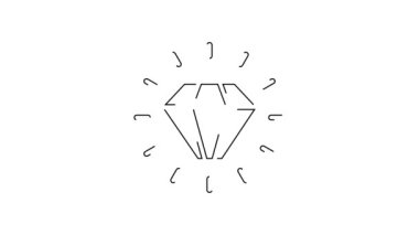 Siyah çizgi simgesi beyaz arkaplanda izole edildi. Mücevher sembolü. Mücevher taşı. 4K Video hareketli grafik canlandırması.