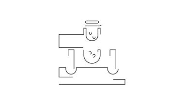 Beyaz zemin üzerinde iksir ikonu olan siyah çizgi şişesi. Sihirli iksirli matara. 4K Video hareketli grafik canlandırması.