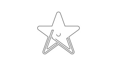 Beyaz arkaplanda siyah çizgi pentagram simgesi izole edildi. Sihirli okült yıldız sembolü. 4K Video hareketli grafik canlandırması.