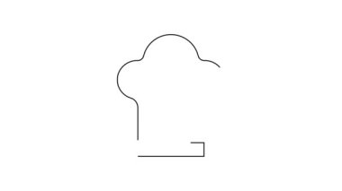 Siyah çizgi Şefi şapkası simgesi beyaz arkaplanda izole edildi. Aşçılık sembolü. Aşçı şapkası. 4K Video hareketli grafik canlandırması.