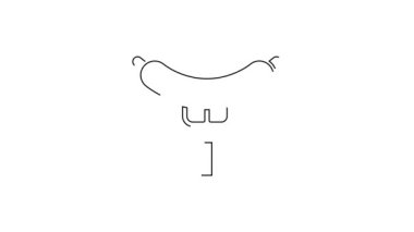 Çatal simgesindeki siyah çizgi sosisi beyaz arkaplanda izole edilmiş. Izgara sosis ve aroma işareti. 4K Video hareketli grafik canlandırması.