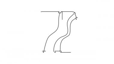 Siyah çizgi Yılan pençesi ayak izi simgesi beyaz arkaplanda izole edildi. 4K Video hareketli grafik canlandırması.