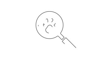 Siyah çizgi Paw arama simgesi beyaz arkaplanda izole edildi. Hayvan ayak izleri olan büyüteç. 4K Video hareketli grafik canlandırması.