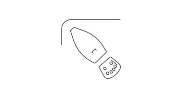 Siyah çizgi insan ayak izi ayakkabı ikonu beyaz arkaplanda izole edilmiş. Ayakkabı tabanı. 4K Video hareketli grafik canlandırması.