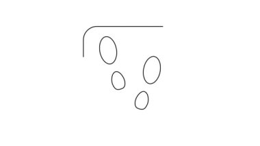 Siyah çizgi insan ayak izi ayakkabı ikonu beyaz arkaplanda izole edilmiş. Ayakkabı tabanı. 4K Video hareketli grafik canlandırması.