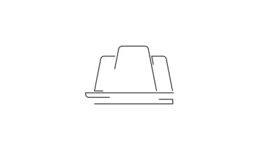 Siyah çizgi jöleli pasta ikonu beyaz arkaplanda izole edilmiş. Jöleli puding. 4K Video hareketli grafik canlandırması.