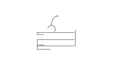 Siyah çizgi kirazlı cheesecake dilimi ve beyaz arka planda izole meyve ikonu. 4K Video hareketli grafik canlandırması.