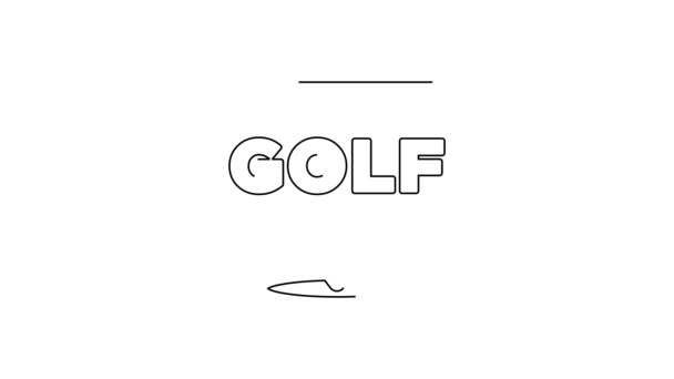Czarna Linia Ikona Etykiety Golf Izolowane Białym Tle Animacja Graficzna — Wideo stockowe