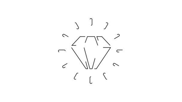 Zwarte Lijn Diamant Icoon Geïsoleerd Witte Achtergrond Sieraden Symbool Edelsteen — Stockvideo