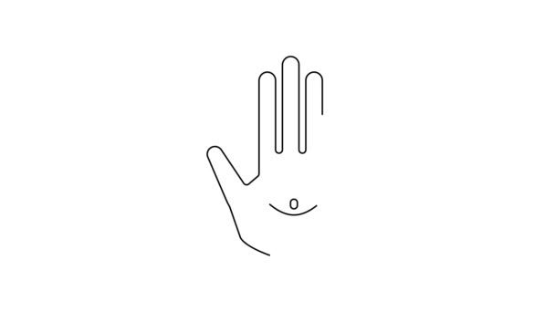 黑线Hamsa手像在白色背景上隔离 法蒂玛的手 护身符 恶魔眼保护的象征 4K视频运动图形动画 — 图库视频影像